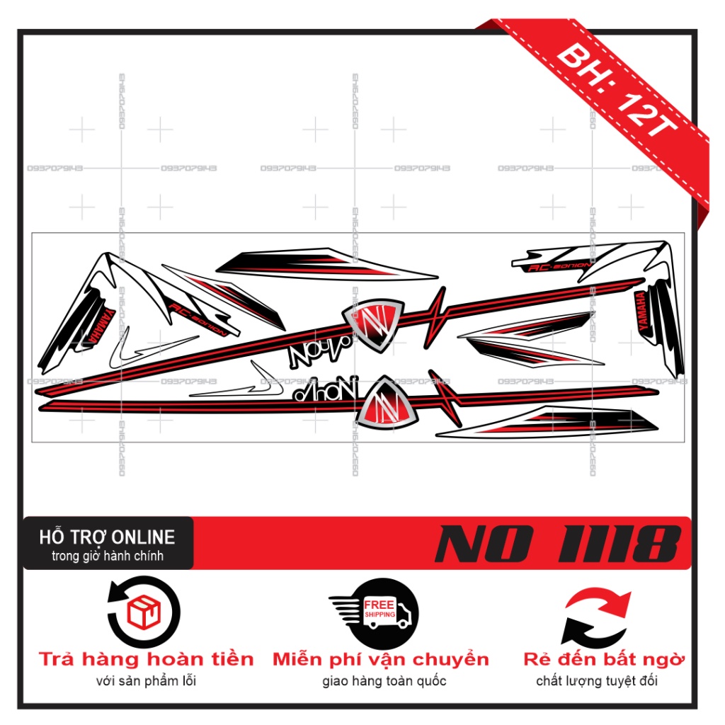 Nouvo 4 LX LC REMOVABLE STICKER สติ๊กเกอร์ติดรถสีดํา - COLLECTION DECAL ...