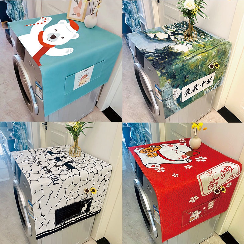 ผ้าคลุมโต๊ะ-ผ้าลินิน-กันน้ํา-กันฝุ่น-สําหรับเครื่องซักผ้า-ไมโครเวฟ