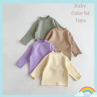 เสื้อท็อปแขนยาว ผ้าฝ้าย แต่งลูกไม้ สีพื้น สไตล์เจ้าหญิง แฟชั่นฤดูหนาว สําหรับเด็กผู้หญิงอายุ 0-2 ปี
