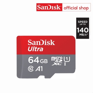 ราคาและรีวิวSanDisk Ultra MicroSDXC UHS-I 64GB ความเร็วสูงสุด 140 MB/s U1 A1  (SDSQUAB-064G-GN6MN)