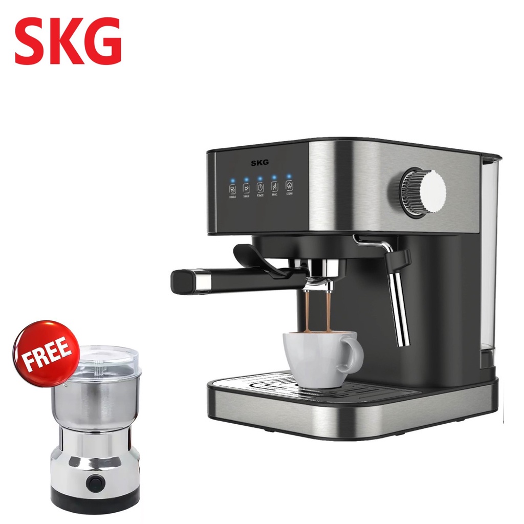 ราคาและรีวิวSKG เครื่องชงกาแฟสด รุ่น SK-1202 สีเงิน แถมฟรี  เครื่องบดกาแฟ,ก้านชงกาแฟ,ถ้วยกรองกาแฟขนาด 1และ2 คัพ,ช้อนตักกาแฟ รับประกัน 1 ปี