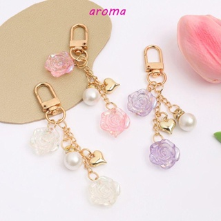 AROMA Women Key Chain Creative Personality Girls Gift Bag Pendant Pearls Pendant Children Car Key Ring Ornaments