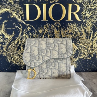 Dior Saddle Lotus Wallet Grey Dior Oblique Jacquard