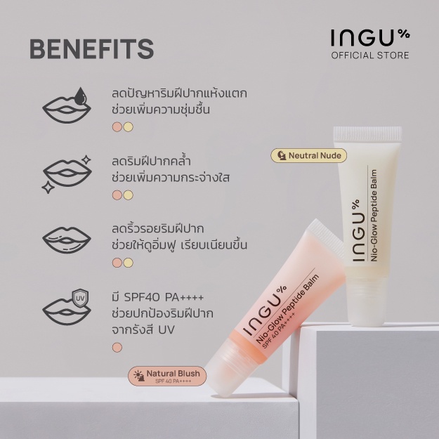 ภาพสินค้าINGU Nio-Glow Peptide Balm อิงกุ ลิปบาล์มบำรุงริมฝีปาก ช่วยเพิ่มความชุ่มชื้น แก้ปัญหาริมฝีปากคล้ำ จากร้าน inguskin บน Shopee ภาพที่ 4