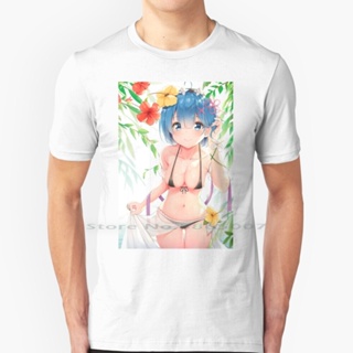 [S-5XL]Rem Re : Zero Sexy V2 T Shirt 100% Cotton Rem Waifu Rem Re Zero Rezero Hot Anime Bikini Thighs Highs Swimsui_05