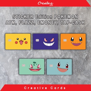 สติกเกอร์การ์ดผิว Atm - POKEMON Edition Vinyl + Laminating Glossy Debit Credit Emoney, Flazz, Etoll Etc