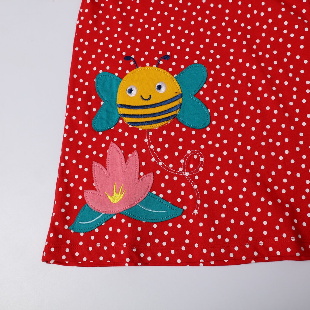 dress-1051-ชุดกระโปรงเด็กผู้หญิงสีแดงลายผึ้ง