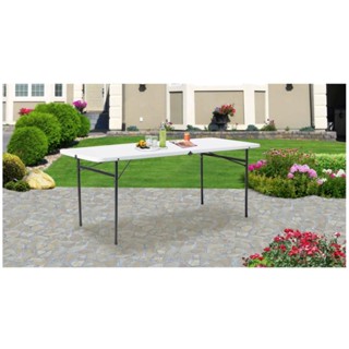 โต๊ะพับ Mainstays Fold-in-half table with 3 adjustable height settings. Product size is 40" L x 20" W x 17.71"