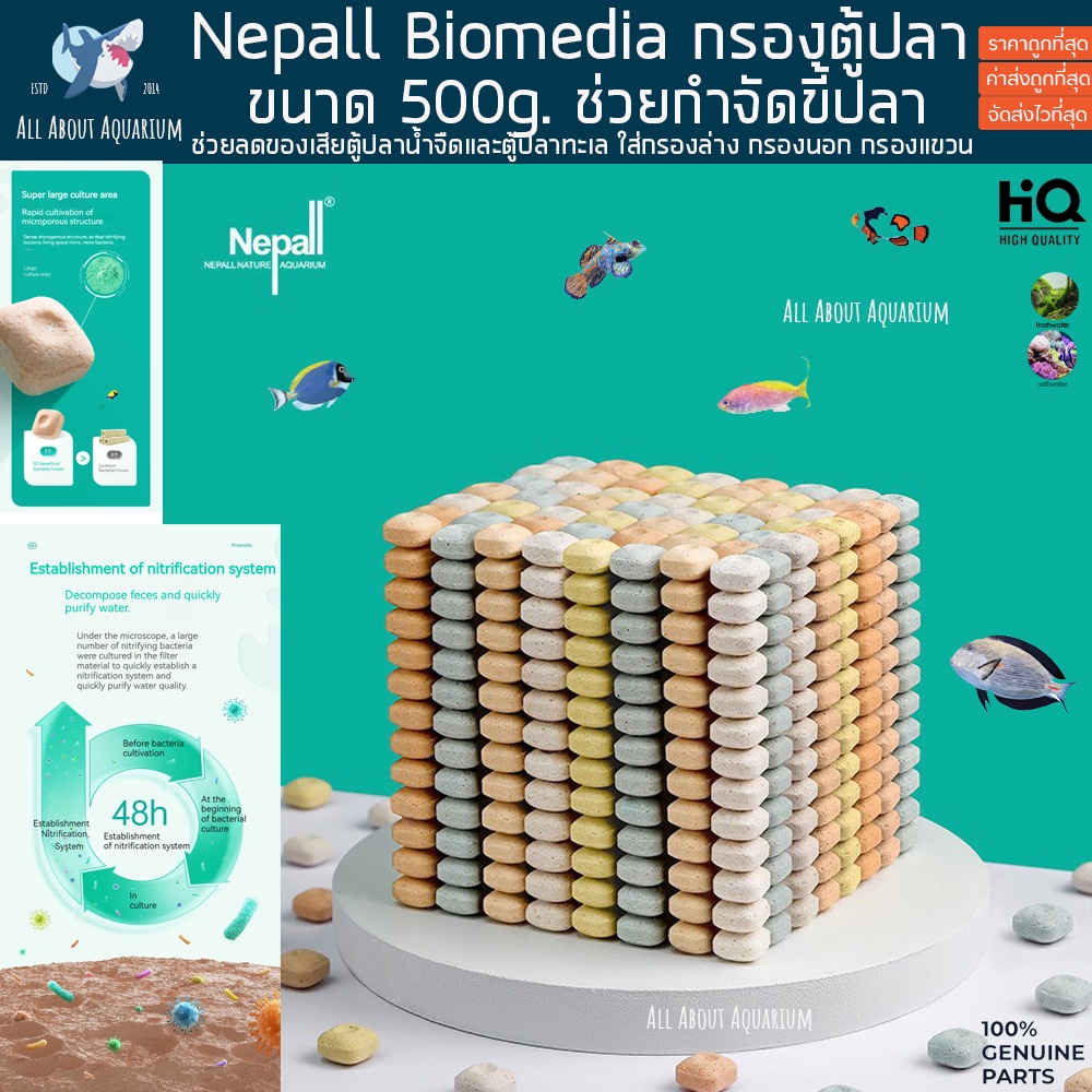 nepall-3d-cookies-500g-กำจัดขี้ปลา-ใส่ในระบบ-กรอง-bio-media-ที่อยู่อาศัยของแบคทีเรีย-ลดแอมโมเนีย-no2-no3-po4-ปลา-มีเดี่ย