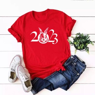 เสื้อยืด2023 Happy New year Tshirts / 100% Cotton /UNISEX