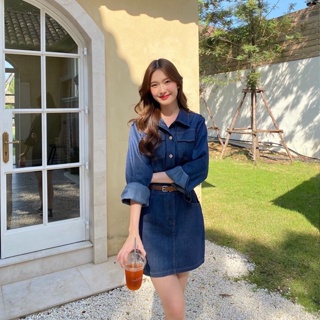 สินค้า chuuchop_พร้อมส่ง(C7634) 🧵👀 APRIL denim dress เดรสยีนส์สั้นแขนยาวและเข็มขัด มี2นาด