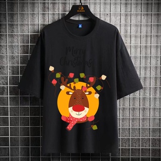 Merry Christmas Happy Little Deer Graphic Printed t-shirt  oversized tshirt for men women vintage clothes Streetw Xmas