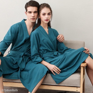 ✙☃┇เสื้อคลุมอาบน้ำผ้าขนหนูแบบบางสำหรับคู่รัก Men Women Bath Robe Spring And Autumn Thin Terry Cloth Towel Bathrobe