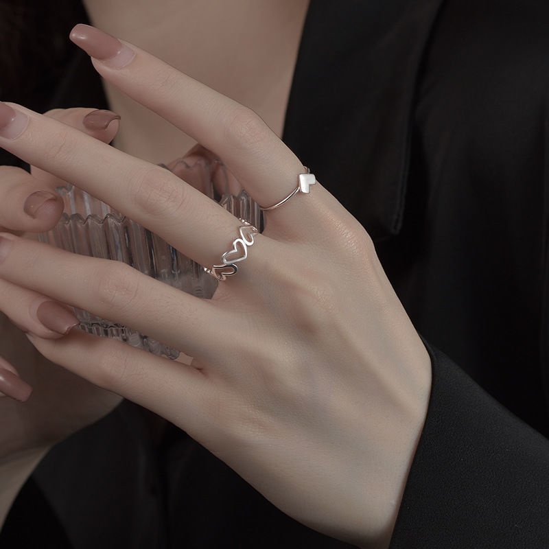 แหวนเงิน-ลายหัวใจ-ชุดแหวนแฟชั่น-แฟชั่นสำหรับผู้หญิง-แหวนโลหะผสม-สีเงิน-2-ชิ้น
