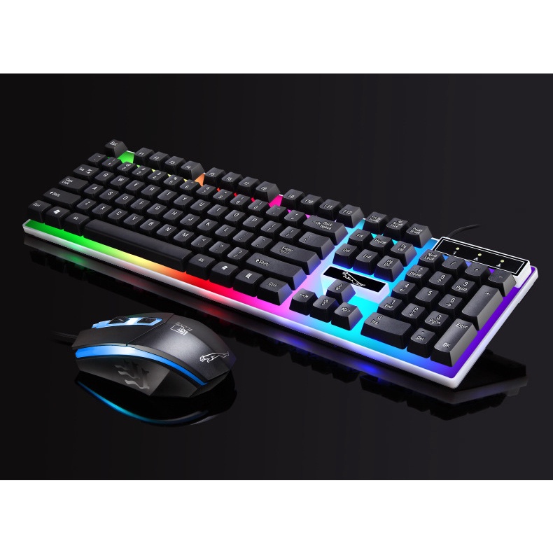 ภาพสินค้าKeyboard and Mouse Set (สีดำ) สำหรับเล่นเกม Office/Gaming Mechanical Feeling 104 Key USB Wired RGB LED Back light จากร้าน linguangpeng บน Shopee ภาพที่ 7