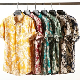 เสื้อเชิ้ตผู้ชาย แขนสั้น คอปก กระดุมหน้า เสื้อฮาวาย เนื้อผ้านิ่ม สวมใส่สบาย เสื้อผู้ชาย แฟชั่นสุดฮิต สไตล์เกาหลี