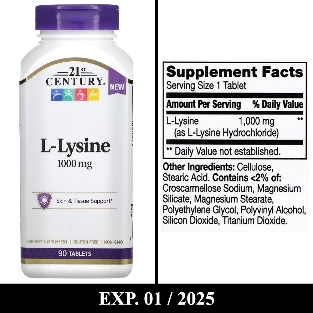 ไลซีน ( L-Lysine ) 500 1000 ชนิดเม็ด ช่วยเสริมสร้างภูมิต้านทาน Solgar, 21st  Century, Puritan - Shopee Thailand