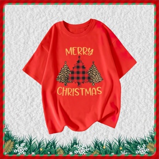 พร้อมสต็อก ผ้าฝ้าย100% 2022  เสื้อยืดคริสต์มาส เสื้อยืดครอบครัว เสื้อยืดเด็ก M-0010 เสื้อยืดคริสต์มาส ซานต้า  ชุดครอบครั