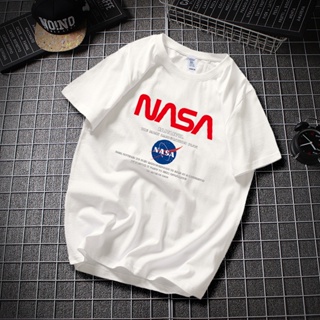เสื้อยืดวินเทจ - Word NASA ดอกไม้เสื้อยืดแขนสั้นผู้ชายฤดูร้อนหลวมเสื้อผ้าสั้น tshirt สั้นสําหรับผู้_59