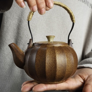 กาน้ำชาเดือด กาน้ำชายกคาน หม้อ เครื่องปั้นดินเผาหยาบ หม้อ กาน้ำชาที่จับด้านข้าง เซรามิก ครัวเรือนเดียว กาน้ำชาสไตล์จีน ห