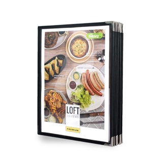 สินค้า แฟ้มเมนู Loft Premium 16 หน้า Menu Cover แฟ้มเมนูอาหาร แฟ้มเมนูขอบหนัง แฟ้มเมนูปกใส แฟ้มเมนูอาหาร A4 เล่มเมนูอาหาร A4