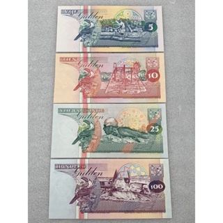 ธนบัตรของประเทศ ซูรินาเม ปี1998 ยกชุด4ใบ UNC สะสมธนบัตรต่างประเทศ