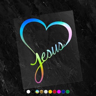 สติกเกอร์ไวนิล สะท้อนแสง ลาย JESUS LOVE ลอกออกได้ สําหรับติดตกแต่งรถยนต์