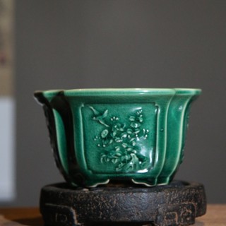 Jingdezhen กระถางดอกไม้เซรามิค เคลือบเงา ทรงสี่เหลี่ยม ลายนูน สามมิติ หลากสี สไตล์โบราณ