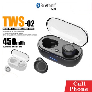 หูฟังบลูทูธ รุ่น TWS-02 Wireless Earphone Bluetooth ระบบสัมผัส เบา ซิลิโคนนุ่ม แบตทนนาน