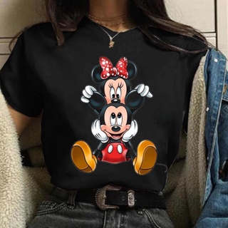 Fashion Mickey Minnie Mouse Disney T-shirt Women&amp;#39;s Clothing Summer Short Sleeves Tops Casual Kawaii T Shirts Clothes