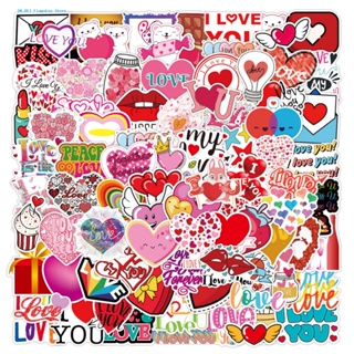 DR.BEI 100Pcs Self-adhesive Laptop Stickers Student Stationery Hand Account Journal Note Valentines Day Graffiti Stickers Decals