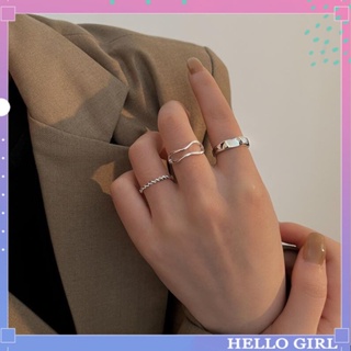 แหวนนิ้วมือ เรียบง่าย แฟชั่นสําหรับผู้หญิง 3 ชิ้น / ชุด เครื่องประดับเด็กผู้หญิง สวัสดี
