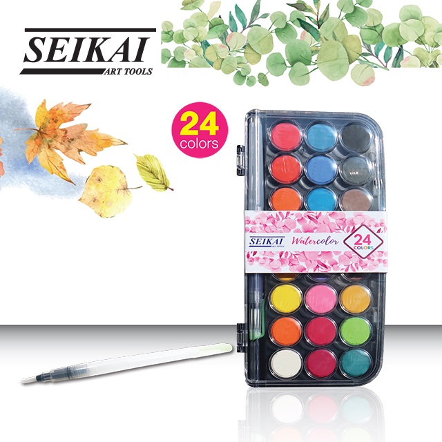 seikai-ชุดสีน้ำเค้ก-24-สี-water-color-set-1-ชุด