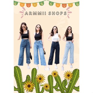 🛍มีบิ๊กไซส์ S - เอว40 กางเกงยีนส์สไตล์เกาหลีทรงกระบอกขาเต่อ ปลายขาบานเอวสูงกระดุม2เม็ด