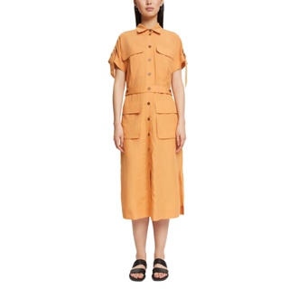 ESPRIT Womens Blended linen: shirt dress with a belt