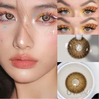 【ใหม่ และเลนส์เกรด】uyaai คอนแทคเลนส์สายตาสั้น สีน้ําตาล 14.2 มม. 0.00-8.00 2 ชิ้น