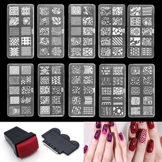 【AG】Women 10 Design Set Template Art Polish Manicure Plate Scraper DIY