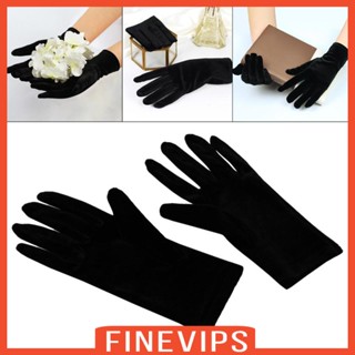 [Finevips] ถุงมือสั้น ผ้ากํามะหยี่ หรูหรา สําหรับงานเลี้ยงตอนเย็น