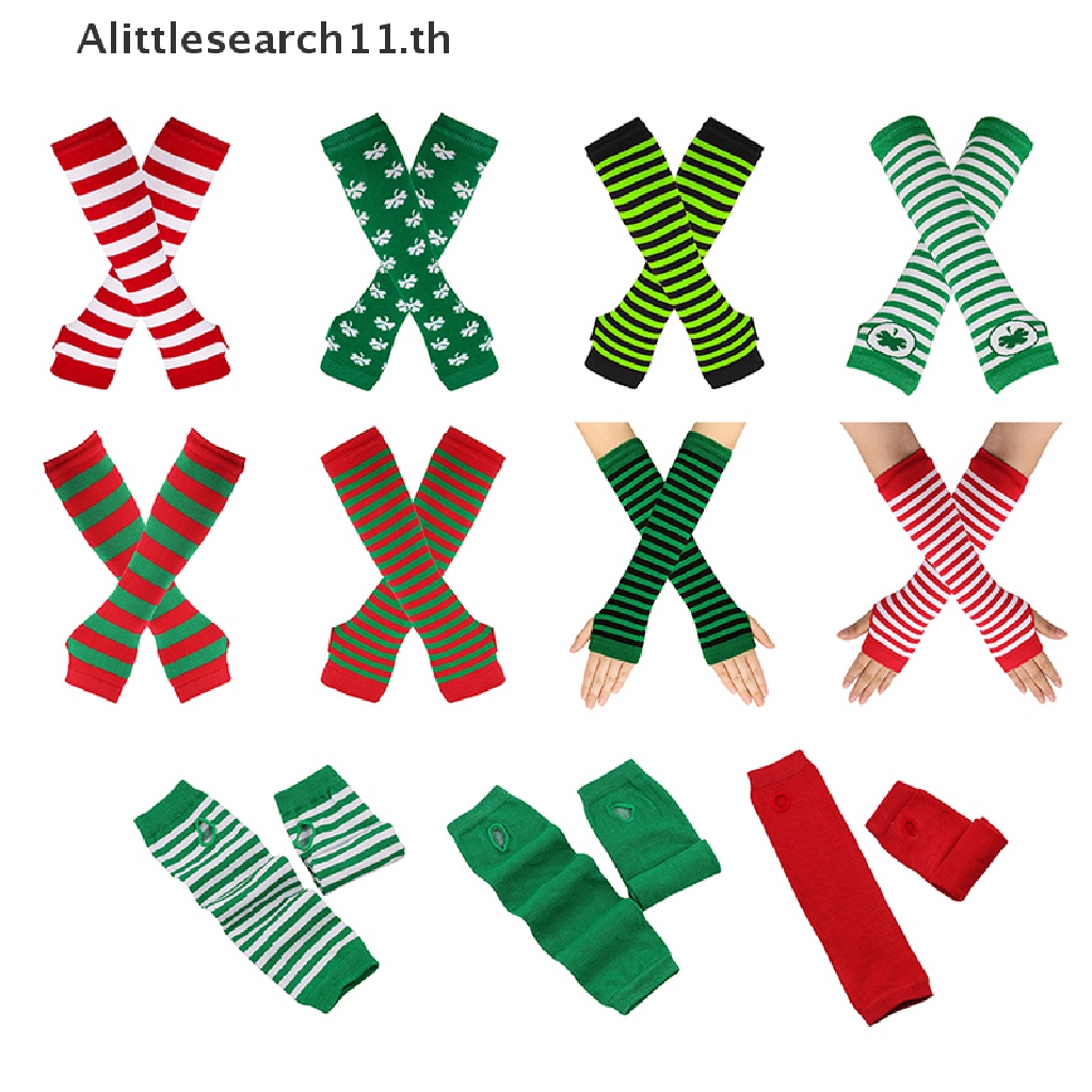alittlesearch11-ถุงมือยาว-ผ้าถัก-ลายทาง-ไร้นิ้วหัวแม่มือ-ให้ความอบอุ่น-สําหรับปาร์ตี้คริสต์มาส-คอสเพลย์-th