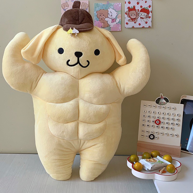 ตุ๊กตา-pompompurin-ปอมปอมปุริน-ตุ๊กตาหุ่นล่ำบึก-น้องน่ารัก-กล้ามแน่นมาก-ตุ๊กตาน่ารัก-พร๊อพแต่งห้อง-ของขวัญ