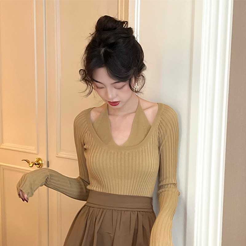 เสื้อกันหนาว-ผ้าถักเซ็กซี่-เข้ารูป-แฟชั่นฤดูใบไม้ร่วง-สําหรับผู้หญิง