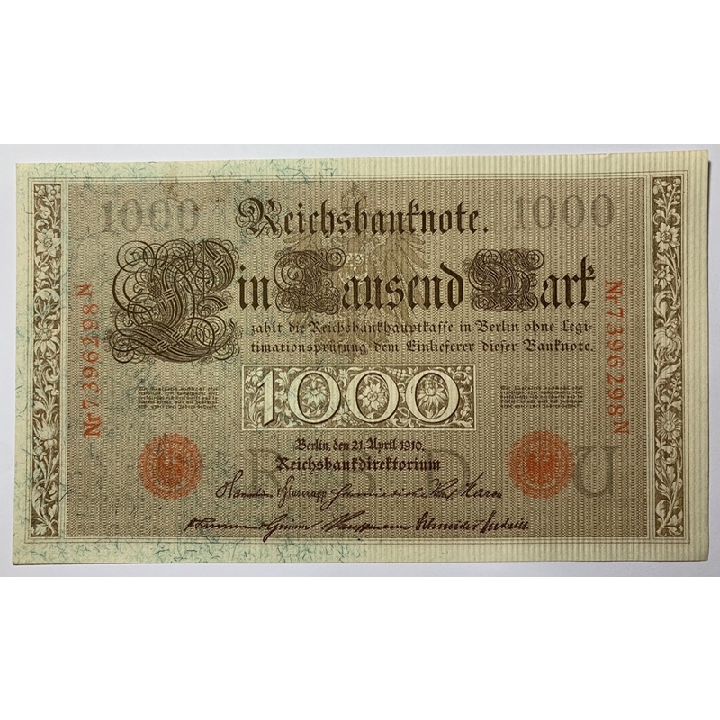 ธนบัตรรุ่นเก่าของประเทศเยอรมัน-ชนิด1000mark-ปี1910-unc