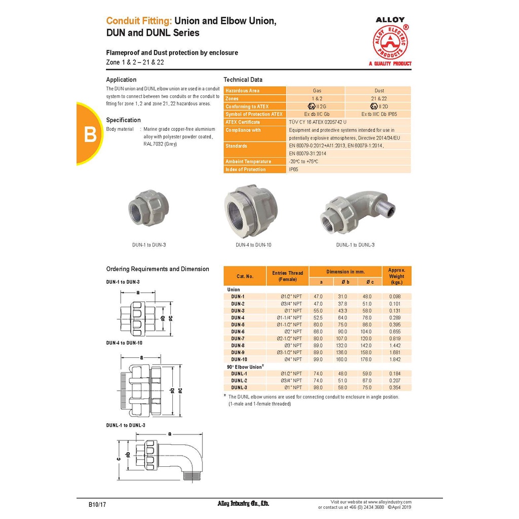 alloy-flameproof-conduit-fitting-union-size-1-2-npt-p-n-dun-1-ราคาต่อ1ชิ้น-สามารถออกใบกำกับภาษีได้ค่ะ