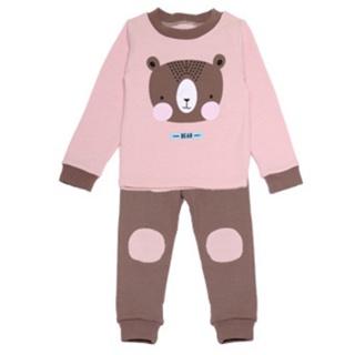 L-PJG-561 ชุดนอนเด็กแนว Baby G สีชม กะปิ ลายหมี