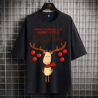 merry Christmas little wapiti Graphic Printed t-shirt  oversized tshirt for men women vintage clothes Streetwear  xmas