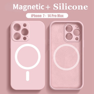 เคสซิลิโคนนิ่ม แบบแม่เหล็ก สําหรับ iPhone 11 12 13 14 Pro MAX 7+ 8 Plus XR XS MAX
