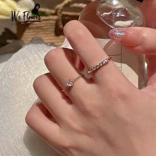 We Flower 1 ชิ้น เกาหลี ส่องแสง เพทาย ลูกปัด หัวใจ แหวน สําหรับผู้หญิง เด็กผู้หญิง หรูหรา ซ้อนกัน แหวนสนับนิ้ว แฟชั่น ข้อมือ เครื่องประดับ