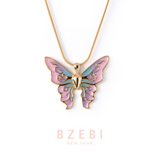 Bzebi สร้อยคอทอง 18K จี้ผีเสื้อ โซ่ ชุบทอง เครื่องประดับ ของขวัญ สําหรับผู้หญิง 35n