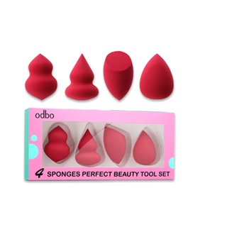 Odbo Perfect Puff Beauty Tool Set 4 Pcs. #OD8-142 :โอดีบีโอ ฟองน้ำ แต่งหน้า 4ชิ้น x 1 ชิ้น  alyst