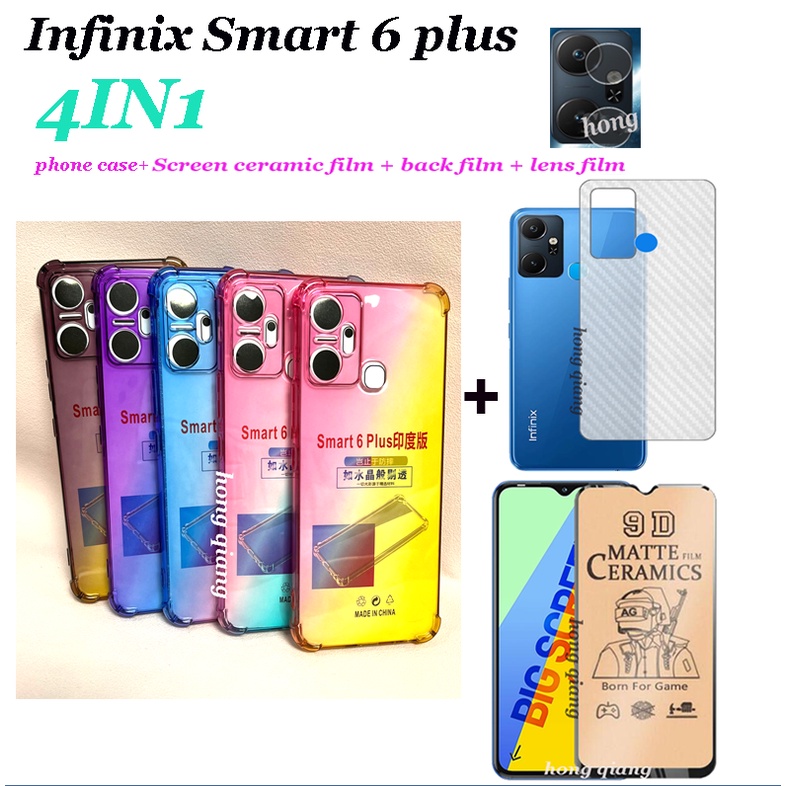 4in1-เคสโทรศัพท์มือถือ-กันหล่น-ไล่โทนสี-ฟิล์มเซรามิคนิ่ม-ฟิล์มด้านหลัง-ฟิล์มเลนส์-สําหรับ-infinix-smart-6-plus-smart-6-hd-smart-6-smart-5-smart-7